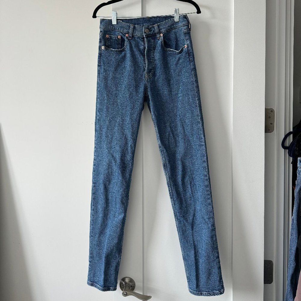 Gap High Rise Cheeky Straight Jeans Medium Wash in Size 27 Tall